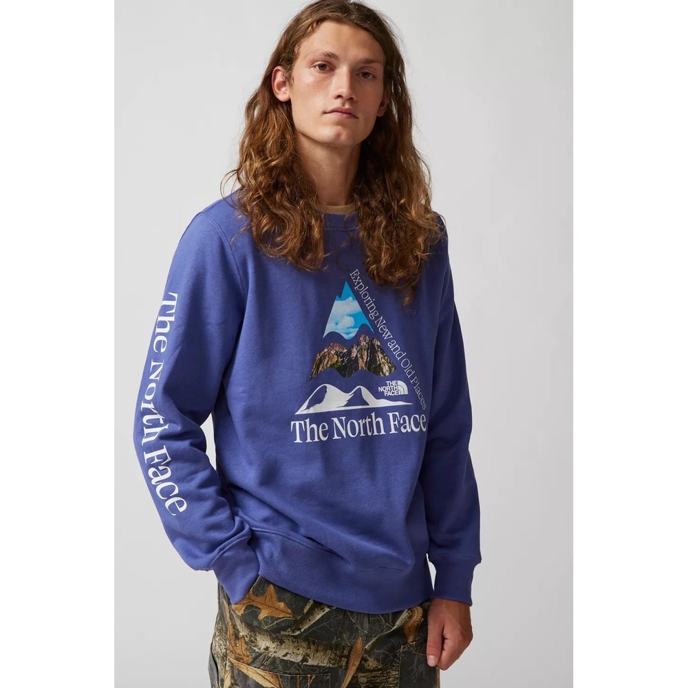The North Face Crew neck Sweater Mens S Places We Love Mountain Graphic Soft VTG